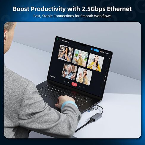 2.5G USB C USB 3.0 Ethernet Adapter ، Ethernet Adapter for Laptop ، Aluminium ، Type C (Thunderbolt 4/3 متوافق) لشبكة RJ45 ، متوافق مع NAS ، MacBook Air ، XPS ، iPhone 16/15 Pro in Saudi Arabia