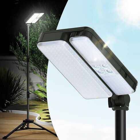 10000lm Dimmable Rechargeable Work Light, 15000mAh Detachable Camping Work Light 72'' Telescopic with 2 Separate Lights, 2 Charge Ways Type C & Solar Powered in Saudi Arabia