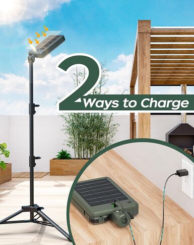 10000lm Dimmable Rechargeable Work Light, 15000mAh Detachable Camping Work Light 72'' Telescopic with 2 Separate Lights, 2 Charge Ways Type C & Solar Powered in Saudi Arabia