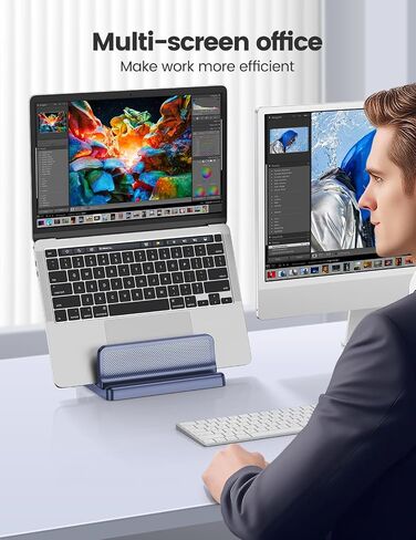 4 in 1 Vertical Laptop Stand Holder,Adjustable ABS Plastic Desktop Management Notebook Dock,Vertical Laptop Stand Space-Saving for All MacBook/Surface/Samsung/HP/Dell/Chrome Book(Drak Blue) in Saudi Arabia
