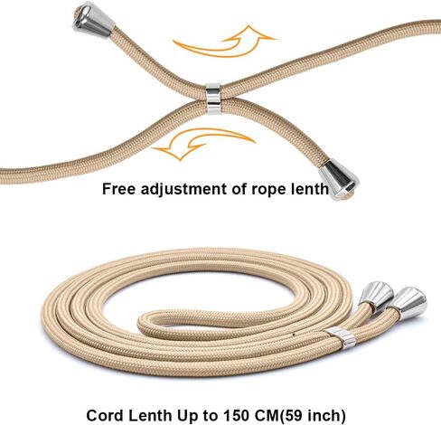YESPURE for iPhone 13 Pro Max Clear Case Adjustable Shoulder Neck Crossbody Lanyard Strap Cover Women Girls Soft Slim Protective Hanging Phone Mobile Case for iPhone 13 Pro Max - Beige in Kuwait