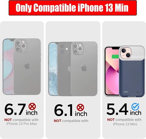 علبة البطارية لـ iPhone 13 Mini ، تتوفير كامل 6000 مللي أمبير في الساعة غلاف شحن محمول قابلة لإعادة الشحن القابلة لإعادة الشحن قابلة لإعادة الشحن. in Saudi Arabia