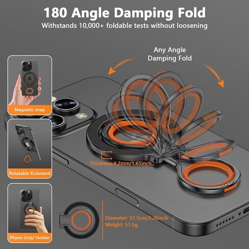 حامل قبضة الهاتف المغناطيسي لـ Magsafe Ring Stand حامل قابلة للتعديل لـ iPhone 16 Pro Max Plus 15 14 13 12 ، Magsafe Finger Loop Stand مع حزام إصبع السيليكون ، الشحن اللاسلكي متوافق in Kuwait
