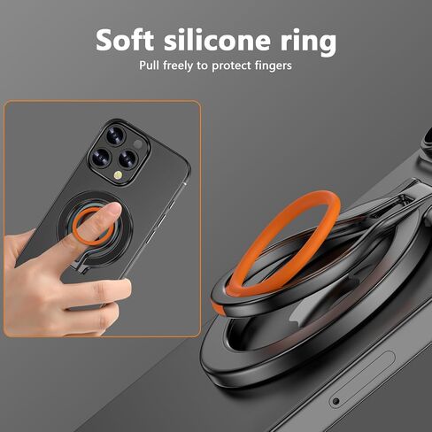 حامل قبضة الهاتف المغناطيسي لـ Magsafe Ring Stand حامل قابلة للتعديل لـ iPhone 16 Pro Max Plus 15 14 13 12 ، Magsafe Finger Loop Stand مع حزام إصبع السيليكون ، الشحن اللاسلكي متوافق in Kuwait