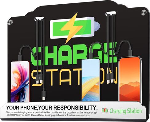 Wall Mount Charging Station with 8 Ports Phone Charger with Type-C,Android Port | Applicable for Applicable Airport Hospitals Banks Hotel and Public Places (Black) in Saudi Arabia