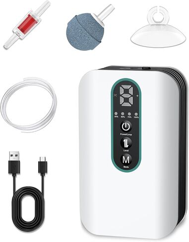 Pawfly Aerator للأسماك ، Aerator الطعم الحية المحمولة ، مضخة هواء البطارية القابلة لإعادة الشحن للحصول على دلو الطعم 5-20 جالون ، مضخة أكسجين قابلة للتعديل في مينو لايفويل لصيد الأسماك في الهواء الطلق ونقل السمك in Saudi Arabia