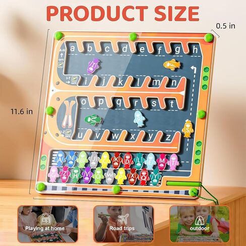لوحة متاهة الحروف الأبجدية المغناطيسية من تمجويير، ألعاب مونتيسوري للمهارات الحركية الدقيقة للفتيات والأولاد، ألعاب تعليمية لأنشطة التعلم في مرحلة ما قبل المدرسة، هدايا ألعاب السفر للأطفال الصغار in Kuwait