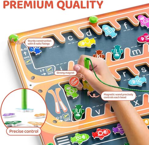 لوحة متاهة الحروف الأبجدية المغناطيسية من تمجويير، ألعاب مونتيسوري للمهارات الحركية الدقيقة للفتيات والأولاد، ألعاب تعليمية لأنشطة التعلم في مرحلة ما قبل المدرسة، هدايا ألعاب السفر للأطفال الصغار in Kuwait