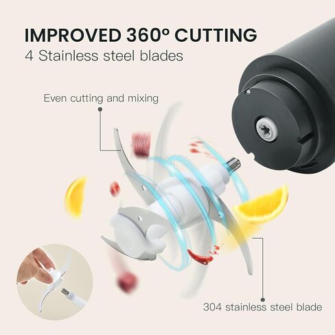 Olayks Meat Grinder Electric, 2.2L Stainless Steel Food Processor and Chopper with 4 Sharp Blades, 350W, 2 Speed Modes, for Meat, Baby Food, Vegetables, Fruits, Nuts,8 Cups, Black in Kuwait