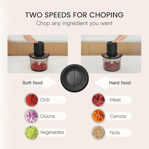Olayks Meat Grinder Electric, 2.2L Stainless Steel Food Processor and Chopper with 4 Sharp Blades, 350W, 2 Speed Modes, for Meat, Baby Food, Vegetables, Fruits, Nuts,8 Cups, Black in Kuwait