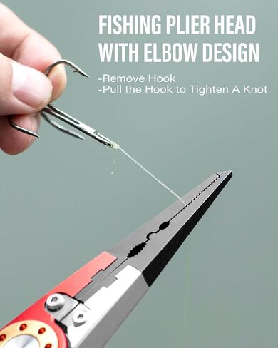 مضغوط 6.8 "كماشة الصيد - أداة القابض للأسماك ، معدات صيد المياه المالحة المقاومة للتآكل | هدايا الصيد للرجال ، الأحمر/الأبيض in Kuwait