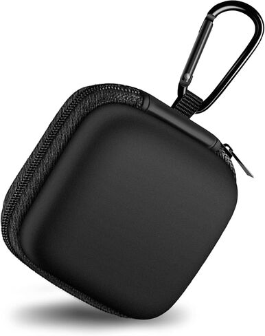Square Earbud Case Portable EVA Carrying Case Storage Bag Cell Phone Accessories Organizer with Carabiner for Earphone, Earbud, Earpieces, SD Memory Card, Camera Chips,Black in Kuwait