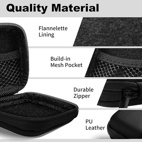 Square Earbud Case Portable EVA Carrying Case Storage Bag Cell Phone Accessories Organizer with Carabiner for Earphone, Earbud, Earpieces, SD Memory Card, Camera Chips,Black in Kuwait