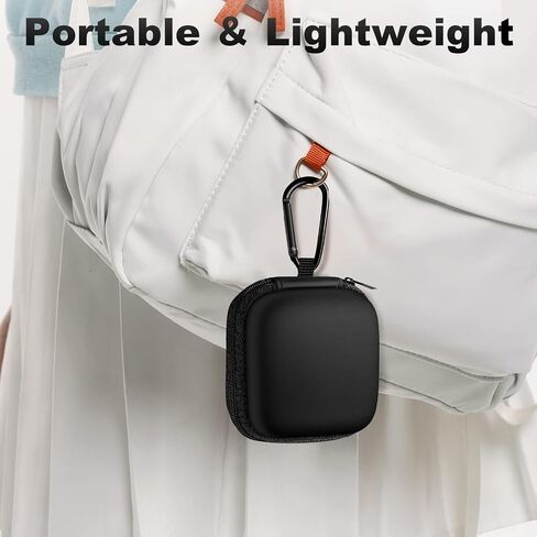 Square Earbud Case Portable EVA Carrying Case Storage Bag Cell Phone Accessories Organizer with Carabiner for Earphone, Earbud, Earpieces, SD Memory Card, Camera Chips,Black in Kuwait