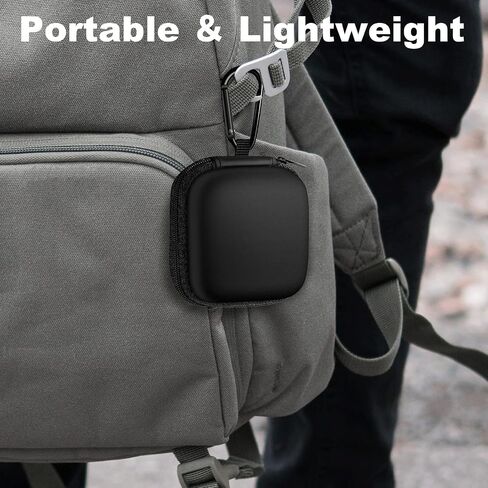 Square Earbud Case Portable EVA Carrying Case Storage Bag Cell Phone Accessories Organizer with Carabiner for Earphone, Earbud, Earpieces, SD Memory Card, Camera Chips,Black in Kuwait
