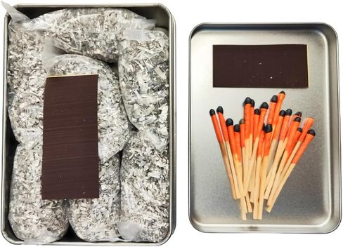 Emergency Fire Starter Kit – 8 Bags of Magnesium Shavings + 20 Windproof Waterproof Matches with Extra Striker Paper in Tin Box – Survival Kit for Camping, Hiking, Bug Out Bag in Kuwait