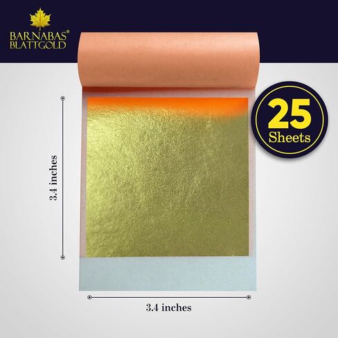 Barnabas Blattgold: 23.75K Gold Leaf Sheets [10 sheets, Transfer Leaf, 3.4 inch] - aka Gold Foil Sheets, Real Gold Leaf sheets for painting, gold leaf sheets for craft, gold leaf foil sheets in Saudi Arabia