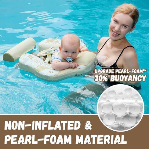 GENTEACO Newest Mambobaby Baby Swim Float with Canopy Non-Inflatable Infant Pool Float with Tail 3-24 Months Avoid Flip Solid Skin-Friendly Material for Toddler Boys Girls in Kuwait