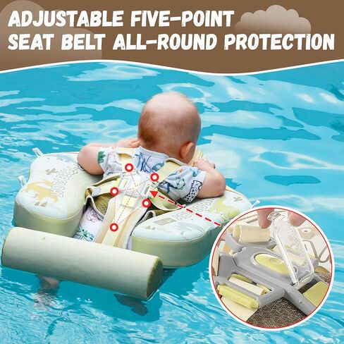 GENTEACO Newest Mambobaby Baby Swim Float with Canopy Non-Inflatable Infant Pool Float with Tail 3-24 Months Avoid Flip Solid Skin-Friendly Material for Toddler Boys Girls in Kuwait