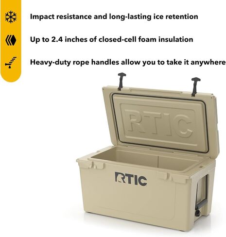 RTIC 65 QT Ultra-Tough Cooler Hard Insulated Portable Ice Chest Box for Beach, Drink, Beverage, Camping, Picnic, Fishing, Boat, Barbecue in Saudi Arabia