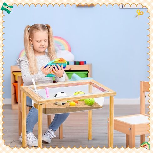 Uiifan 2 Sets Sensory Table Wood Sand Table Water Table Interactive Kids Activity Table Kids Art Table Gift for Kids Toddlers Classroom Preschool Play Daycare Learn Water Sand, 23.9 x 15.9 x 20 Inch in Saudi Arabia