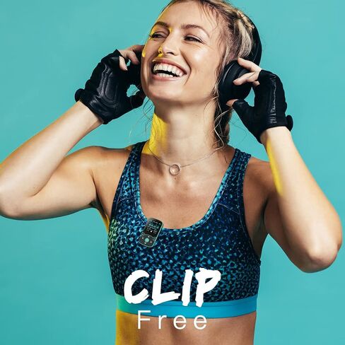 32GB MP3 Player with Clip, AGPTEK Bluetooth 5.0 Lossless Sound with FM Radio, Voice Recorder for Sport Running, Supports up to 128GB TF Card, Blue in Kuwait