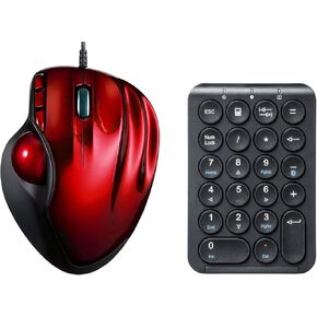 Sanwa TB44RN Trackball + Bluetooth Numeric Keypad ، الفئران الأسطوانة القابلة للبرمجة ، 400-1600 نقطة في البوصة ، محاسبة مالية محمولة ، متوافقة مع Mac ، Windows ، الكمبيوتر المحمول ، الكمبيوتر الأحمر ، الأحمر