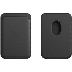 Leather Card Holder Wallet with MagSafe Compatibility, For Iphone 12/13/14/15/16 Series, Magnetic Phone Wallet, Carrying Bank Cards, IDs, or Credit Cards Securely (Black)
