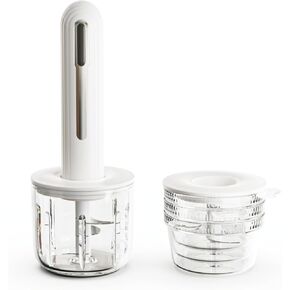 Food Processor, Electric Food Chopper with Meat Grinder & Vegetable Chopper - 4 Cup Portable- Includes 2 Sets of Blades, for Dicing, Mincing, and Puree (White)
