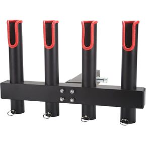 Hitch Fishing Rod Holder for Trucks for 2" Hitch Receiver, Stainless Steel Fishing Rod Rack with Reflective Warning Strip, Fishing Pole Holder