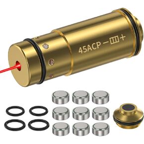 45acp Dry fire Laser Training Cartridge - Laser Training cartridges for Pistol Dry fire Training - with 9 Batteries - Replaceable Rubber Ring - Family Safety Training