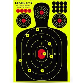 12 x18 Inch Silhouette Splatter Targets, Adhesive Shooting Target Stickers with Yellow Effect for Outdoor Indoor Practice (10/25/50 Pack)