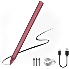 SSSGRGB Stylus for Microsoft Surface Pro/Book/Studio, 4096 Pressure Sensitivity, Magnetic Attachment, USB Charging, Palm Rejection, Red