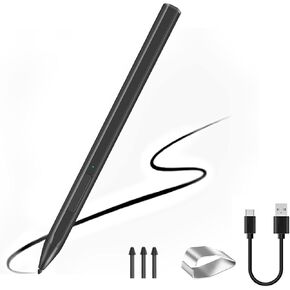 Stylus for Microsoft Surface Pro9/8/7/6/5/4/3/X Surface Laptop/Book/Studio Surface 3/Go/Go2/Go3, 4096 Pressure Sensitivity, Magnetic Attachment, USB Charging, Palm Rejection Function, Silver