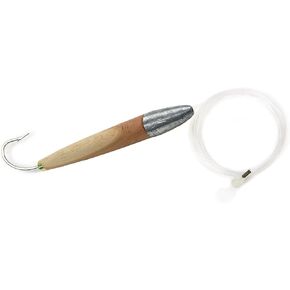 Sea Striker 890 Rigged Cedar Plug, 6-Inch Natural, 8-Feet Leader w/Thimble