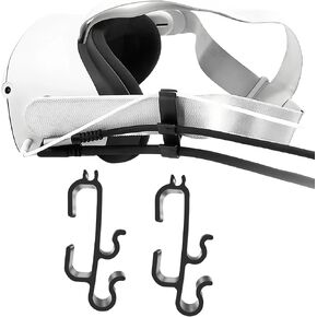 VR Cable Clamp for Meta Quest 3S, Quest 3, Quest 2 – 3-Slot Drop-Proof Cord Organizer, Adjustable Headset Cable Clip - Black