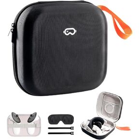 Procase Hard Carry Case Fit for Oculus Meta Quest 3 ، Quest 3S ، Quest 2 ، Vision Pro VR Gaming Headsets ، حزام الرأس الأصلي وملحقات وحدة التحكم اللمسة للسفر والتخزين -الأسود