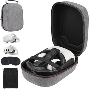 Hard Carrying Case Compatible with Meta Quest 3S/Quest 3/Oculus Quest 2/VP/Pico4, Accessories VR Headset with Elite Strap, Touch Controllers for Travel Storage