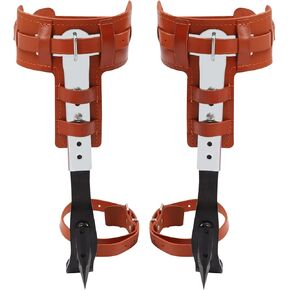 Tree Climbing Spikes, Tree Climbing Gear with Thicker Buckles, Cow Leather Tree Climbing Spikes Set Height Adjustable Tree Climbing Tool for Outdoor Jungle Survival Fruit Picking