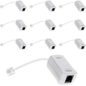 Inline DSL Filter (White) DSL Modem Phone Filter for Answering Machine, Fax Machine, Telephones Landline Cordless - DSL Jack for Interference Elimination and Static Noise Blocker