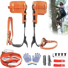 Tree Climbing Spikes Set,Tree Climbing Gear，Rock Climbing Kit with Professional Accessories,Adjustable Length Design,Alloy Steel Pole,Hunting and Observation, for Climb,Fruit Picking