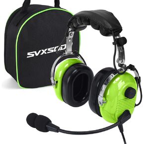 Aviation Headsets GA Headphone Noise Reduction for Pilot Trainees Beginner PPL Students Casual Flyers Flight Passengers Aviation Maintenance Ground Crew Flying Enthusiasts (629-A-GREEN)