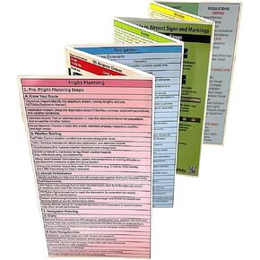 Crystal Pilot Student Pilot Foldable Cheat Sheet with Info on Weather, Navigation, Flight Planning. Airspace, Airport Markings and VFR Acronyms.