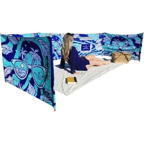 Premium 20 ft Beach Windscreen, Privacy Screen, Wind Blocker - Original Nautical, Free Rubber Mallet and Carry Bag Included