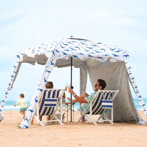 Beach Cabana - 6FT Beach Umbrella with UPF 100+ UV Protection & Sunshade Curtain - Waterproof Tent - Portable Shade, Easy to Set Up, Perfect for Family & Friends (Coconut Tree)