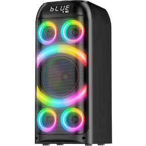 Bluetooth Speaker, 160W Peak Powerful Loud Stereo Sound Deep Bass Wireless Boombox Portable Large Party Speakers with Subwoofer TWS Pairing Dynamic LED Light for Outdoor Camping Backyard Events