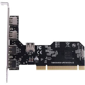 5 Port USB2.0 PCI Hub Controller Expansion Card 480Mbps Desktop Converter Driver