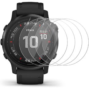 (4 Pack) Screen Protector For Garmin Fenix 6S / Fenix 6S Pro and Sapphire/Fenix 6S Pro Solar Tempered Glass, HD Clear, Anti Scratch, Bubble Free, 9H Hardness, Case Friendly.