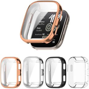 [4 Pack] Compatible for Amazfit Bip 6 Screen Protector Case, Full Cover Protective Cover Solf TPU Protective Cases for Amazfit Bip6 A2435 (Rosegold/Silver/Black/Clear)