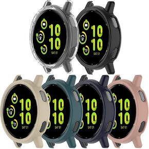 Intended for Garmin Vivoactive 5 Case Hard PC Bumper Frame Shock-Proof Protective Shell for Garmin Vivoactive 5 Protector Cover(Not Screen Protector) (Black&Clear)